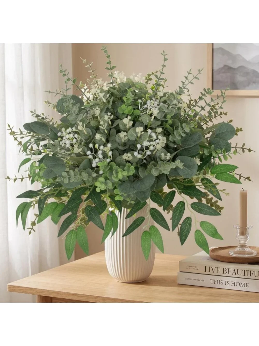 135 Pcs Mixed Eucalyptus Leaves Stems - Artificial Greenery for Home Decor